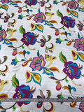 Oriental Floral Printed Silk Charmeuse - Ice / Multicolor