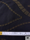 Border Pattern Design Heavy Polyester Metallic Knit - Black / Gold