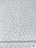 Made in Switzerland Hearts Printed Fine Cotton Sateen - Turquoise / White