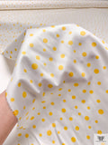 Made in Switzerland Polka Dots Printed Fine Cotton Sateen - Yellow / White