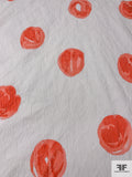 Italian Painterly Circles Printed Textured Lightweight Brocade - Salmon Orange / White