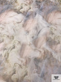 Cloudy Abstract Printed Shimmer Polyester Organza - Muted Tones