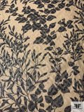 Made in Switzerland Leaf Vine Printed 2-Ply Gauzy Novelty with Clear Lurex - Antique French Gold / Black
