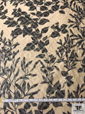 Made in Switzerland Leaf Vine Printed 2-Ply Gauzy Novelty with Clear Lurex - Antique French Gold / Black