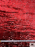 French Abstract Cut Panné Velvet - Luxury Red