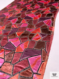 French Geometric Cut Panné Velvet with Lurex - Pink / Coral / Dusty Rose / Dusty Purple