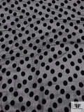 French Polka Dot Striped Cut Velvet - Black