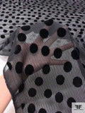French Polka Dot Striped Cut Velvet - Black