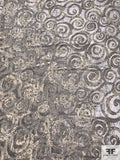 French Animal Pattern Printed and Swirls Cut Panné Velvet - Beige / Black / Grey