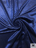 French Dotted Metallic Panné Velvet - Royal Blue / Black