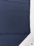 Pin Dot Printed Silk Crepe de Chine - Navy / Off-White