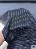 Pin Dot Printed Silk Crepe de Chine - Navy / Off-White