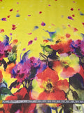 Italian Floral Printed Fine Silk Organza Panel - Yellow / Multicolor