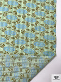 Oval Buds Printed Pointelle Cotton Lawn - Pistachio Green / Light Blue / Olive