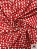 Geometric Graphic Printed Silk-Cotton Lawn - Brick Red / Beige / Tan