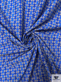 Geometric Graphic Printed Silk-Cotton Lawn - Royal Blue / Intel Blue / Grey