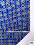 Geometric Graphic Printed Silk-Cotton Lawn - Royal Blue / Intel Blue / Grey