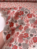 Floral Printed Lightweight Silk-Cotton Voile - Deep Coral / Brown / Ivory