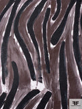 Painterly Brushstroke Striations Printed Silk-Cotton Voile - Brown / Black / White