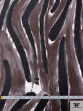 Painterly Brushstroke Striations Printed Silk-Cotton Voile - Brown / Black / White