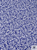 Made in Switzerland Floral Burnout and Leaf Stems Printed Jacquard Cotton Voile - Indigo Blue / White