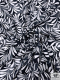 Made in Switzerland Floral Burnout and Leaf Stems Printed Jacquard Cotton Voile - Black / White