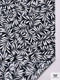 Made in Switzerland Floral Burnout and Leaf Stems Printed Jacquard Cotton Voile - Black / White