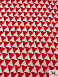 Made in Switzerland Wavy Triangles Printed Cotton Ottoman-Faille - Red / White