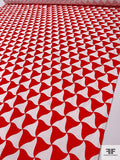Made in Switzerland Wavy Triangles Printed Cotton Ottoman-Faille - Red / White