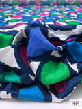 French Circles Printed Cotton Pique - Navy / Blue / Green / Fuchsia / White