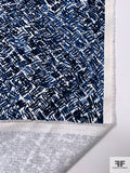 Sketch Graphic Printed Stretch Cotton Pique - Blue / Black / White