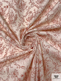 Tropical Toile de Jouy Printed Cotton Canvas - Cream / Brick Red