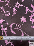Vine Floral Cloudy Printed Stretch Cotton Twill - Eggplant Brown / Dusty Orchid