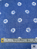 Floral Heads Printed Cotton Voile - Cobalt Blue / White
