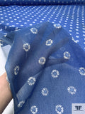 Floral Heads Printed Cotton Voile - Cobalt Blue / White