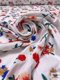 Floral Embroidered Cotton Lawn - White / Red / Blue / Evergreen / Turmeric