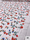 Floral Embroidered Cotton Lawn - White / Red / Blue / Evergreen / Turmeric