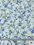 Floral Printed Cotton Canvas - Light Dusty Seafoam / Periwinkle / Green