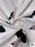 Abstract Petals Printed Coton Crepe - White / Black / Grey