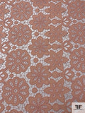Floral Stitched and Cutout Novelty Cotton Lawn - Peach