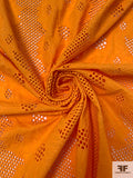 Floral Embroidered Eyelet Cotton Lawn - Tangerine Orange