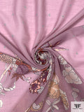 Bonsai Printed Silk-Cotton Voile Panel - Dusty Mauve / Dusty Purple / Beige
