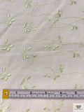 Vine Embroidered Cotton-Linen Fashion Suiting - Pastel Green / Off-White