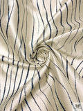 Scaly Lines Printed Cotton-Silk Mikado - Navy / Blue / Champagne White