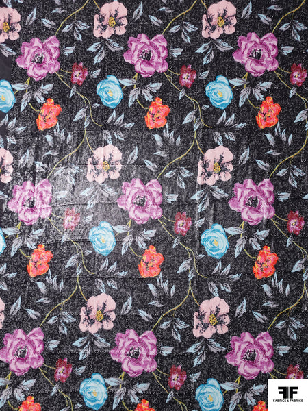 Pink Orange Sequins & Beads on Chiffon JEC-132-35 Fabric