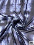 Tie-Dye Printed Rayon Chiffon-Georgette - Navy / Off-White