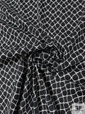 Raindrop Ovals Printed Stretch Cotton Sateen - Black / White