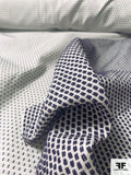 Dot Stitched Cotton Shirting - Off-White / Dark Purple