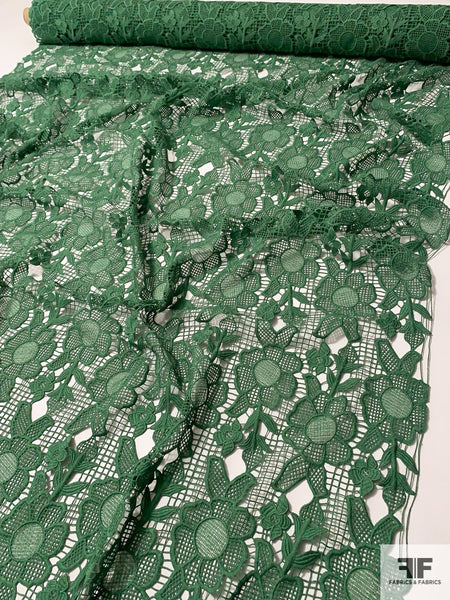 Anna Sui Floral Lines Guipure Lace - Basil Green | FABRICS