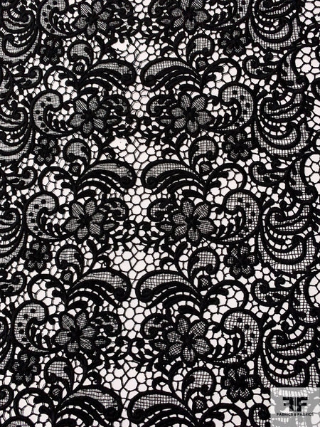 Lace Black Floral Paisley Design 60 Wide Polyester/Blend Dutch